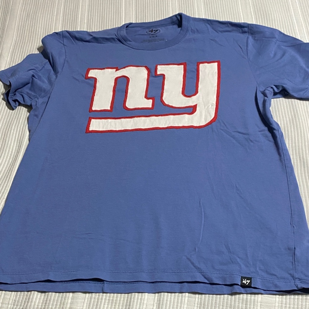 47 Giants Blue Tee with Bold White and Red Design